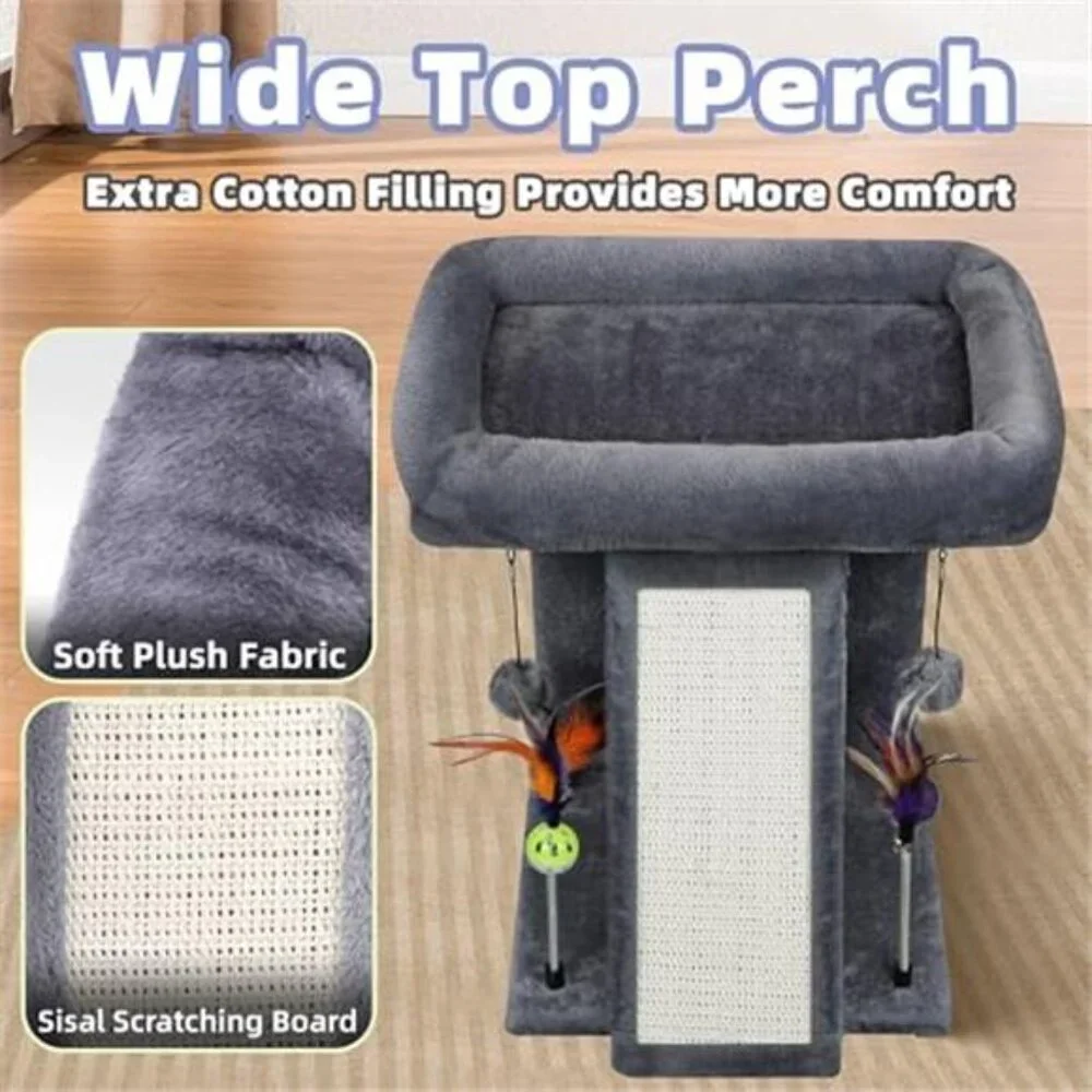 Cat Tree Tower Indoor Cats Scratching Post Climbing Play Activity Centre Grey